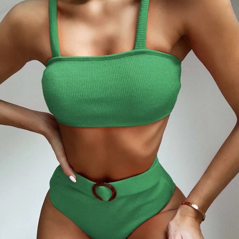 Ribbed High Waisted Swimsuit